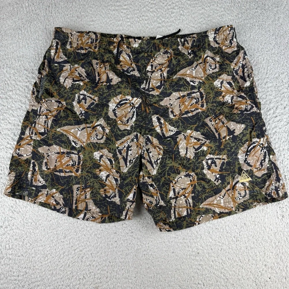 Vintage Nike‎ ACG Swim Trunks Shorts Mesh Lined 90s All Over Pattern Size Medium
